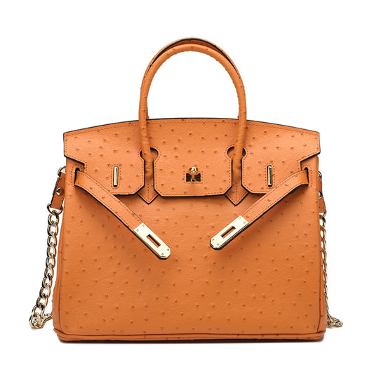 2023 European and American new ostrich pattern platinum bag genuine leather women's bag cowhide fashion women's handbag shoulder crossbody bag