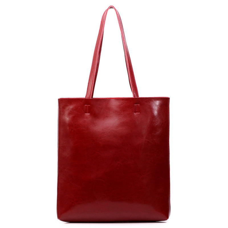 Summer new style cowhide women's bag, fashionable lady's bag, simple tote bag, large capacity fashionable hand shopping bag