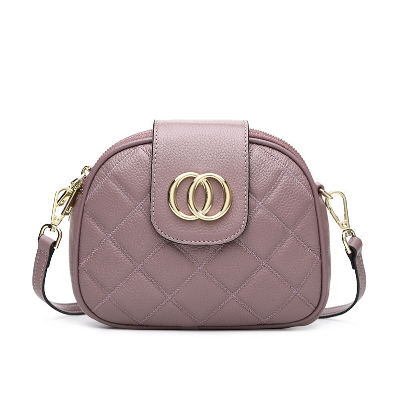 Genuine leather women's bag 2020 new style simple and fashionable multi-layered first-layer cowhide women's bag single shoulder crossbody small square bag trendy