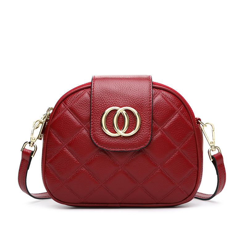Genuine leather women's bag 2020 new style simple and fashionable multi-layered first-layer cowhide women's bag single shoulder crossbody small square bag trendy