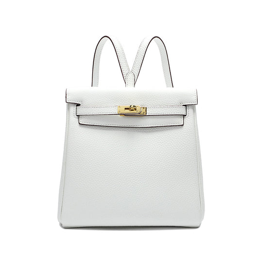 2023 summer new top layer cowhide women's backpack large capacity locking women's backpack fashionable leather women's bag