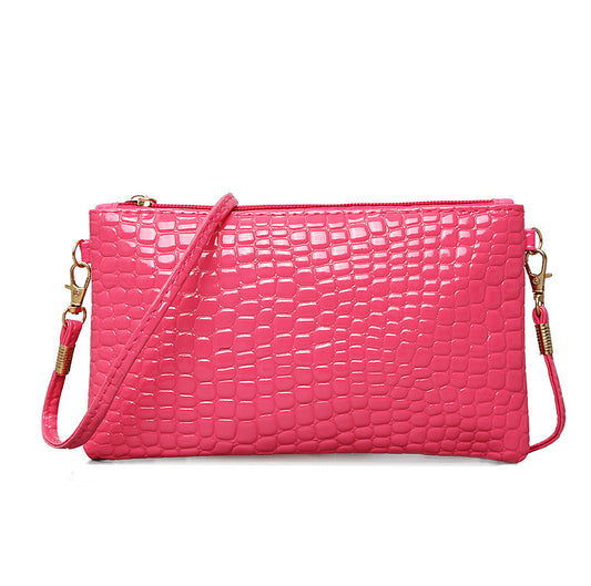 Patent leather small bag 2015 trendy shoulder small bag women's Japanese and Korean coin bag crocodile pattern crossbody bag mobile phone coin purse