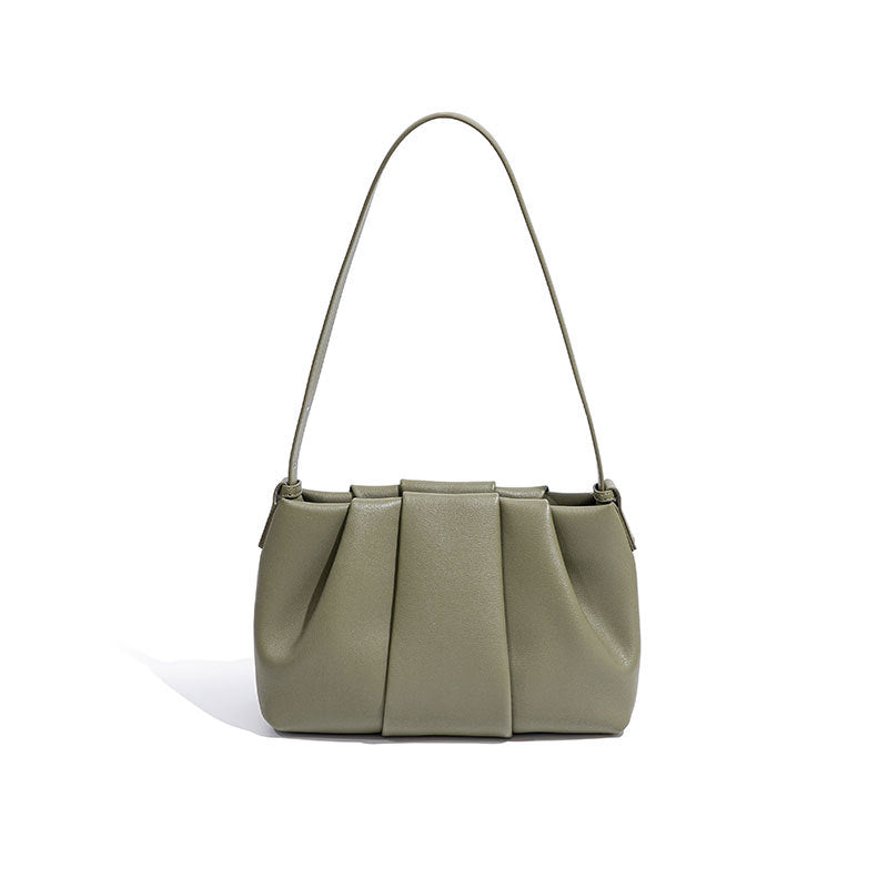 New shoulder bag 2023 summer soft-surface cowhide pleated cloud armpit bag fashionable commuter high-end genuine leather women's bag