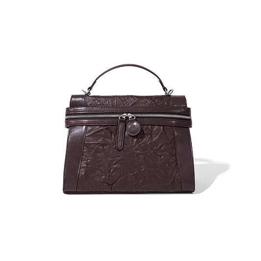 New Kelly bag large-capacity shoulder bag classic light luxury handbag niche retro first-layer cowhide bag women's cross-body