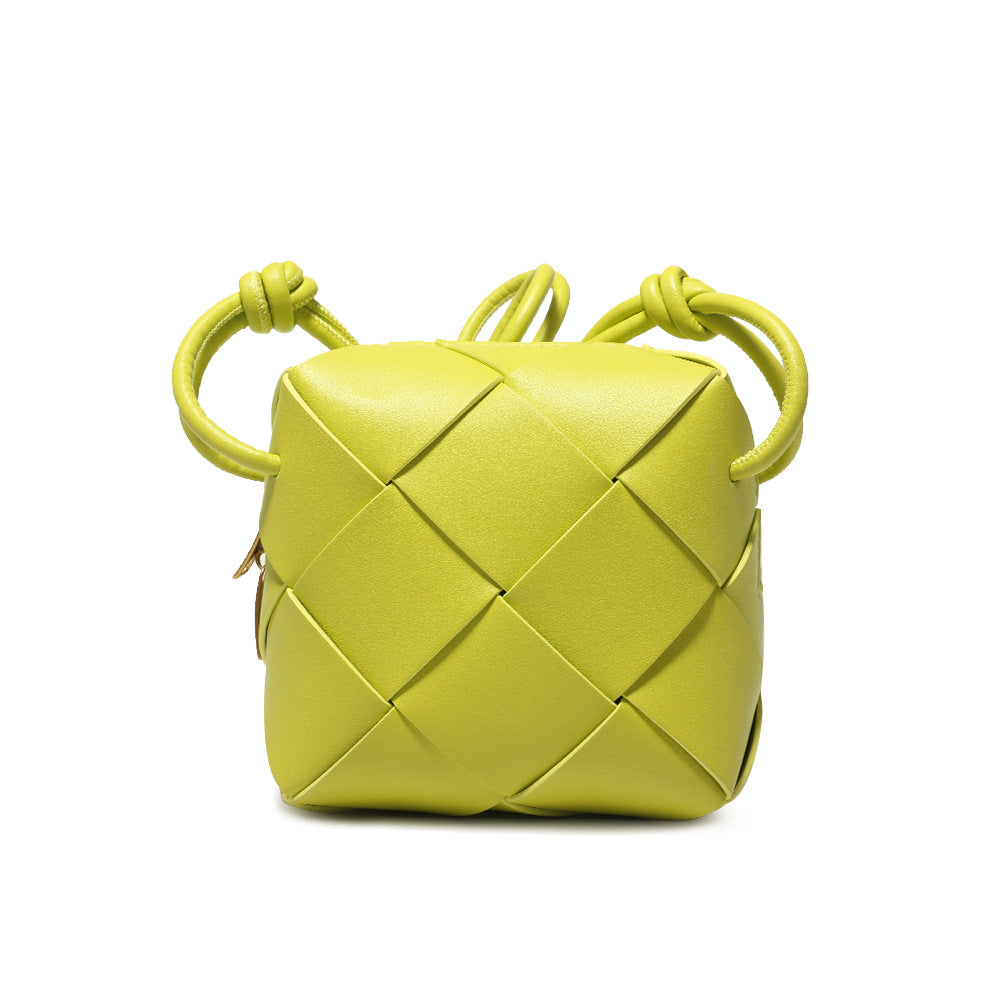 Spring and summer small fragrant style rhombus leather crossbody bag autumn and winter cowhide small bag woven box bag single shoulder small square bag