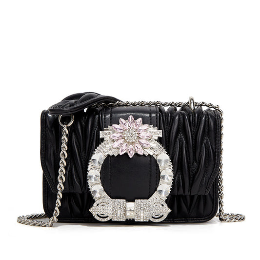 2023 new style bags for women, diamond-encrusted womenâs bags, pleated chain bags, high-end armpit bags, versatile crossbody bags