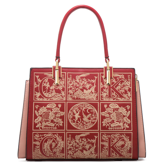 Temperament Red Handbag Women's Large Capacity 2023 New Trendy Shoulder Bag Crossbody Bag Mom Bag Bridal Wedding Bag