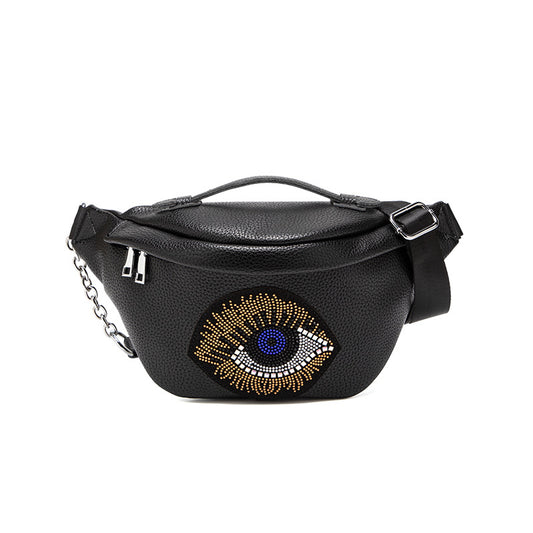 2022 New Trendy Fashion Hot Diamond Dumpling Bag Genuine Leather Cowhide Waist Bag Versatile Shoulder Crossbody Bag Womenâs Chest Bag