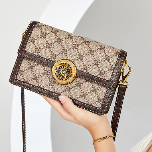 Luxury printed bag, womenâs bag, shoulder bag, womenâs accordion bag, fashionable and versatile, cross-body chain small square bag for women