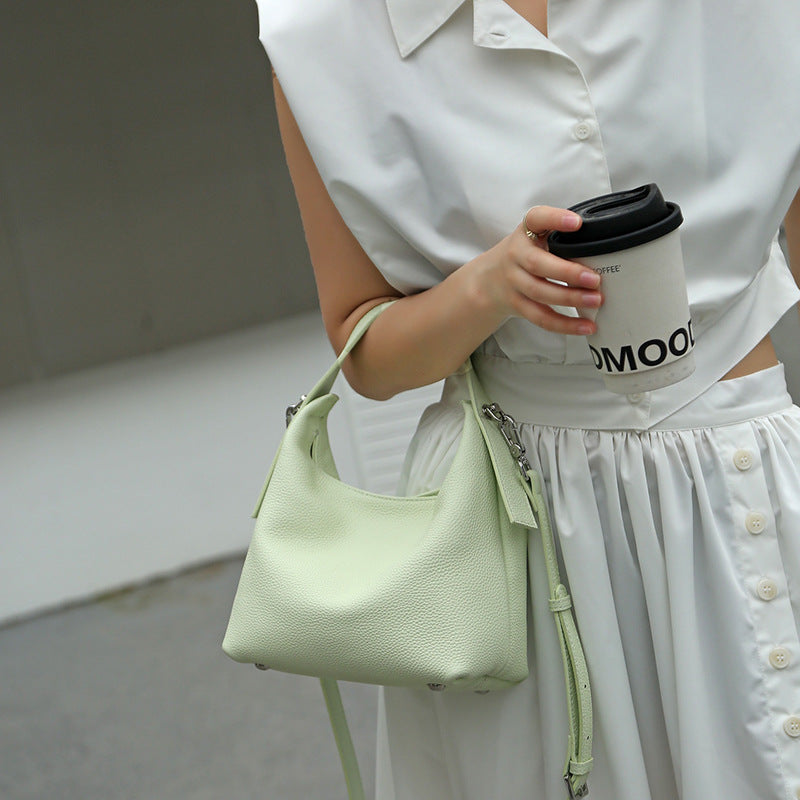 Bags for women 2023 new niche design high-end simple casual first-layer cowhide shoulder crossbody handbag