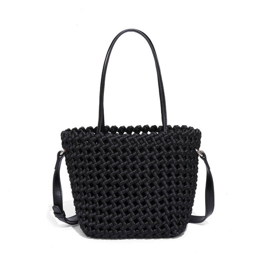 Factory wholesale vegetable basket bucket bag windmill knot hand-woven bag simple large-capacity mother-in-law single shoulder crossbody bag
