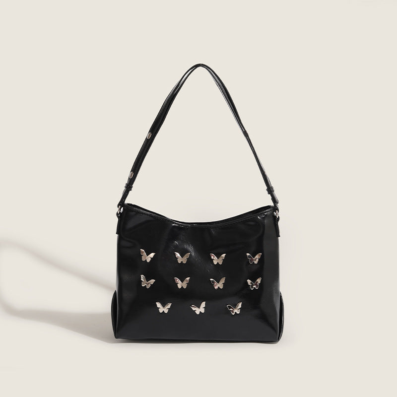 Explosion texture large-capacity bag for women 2023 autumn new fashion Baidu butterfly tote bag trendy armpit bag