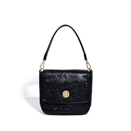 First-layer cowhide envelope bag niche design hand-scratch pattern shoulder bag ins trend crossbody bag genuine leather women's bag