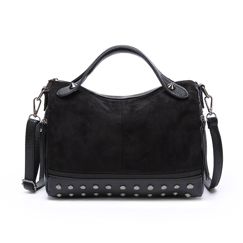 2023 spring and summer new Korean style easy-to-match fashion frosted bag for women retro rivet handbag single shoulder cross-body trendy bag