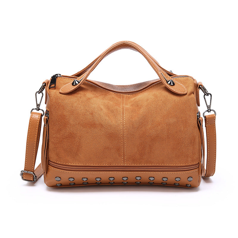 2023 spring and summer new Korean style easy-to-match fashion frosted bag for women retro rivet handbag single shoulder cross-body trendy bag