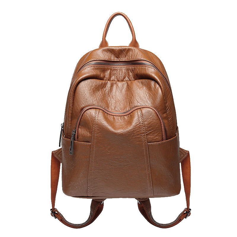 Backpack for women 2023 trendy Korean version new fashion versatile soft leather with cowhide backpack leisure travel travel bag