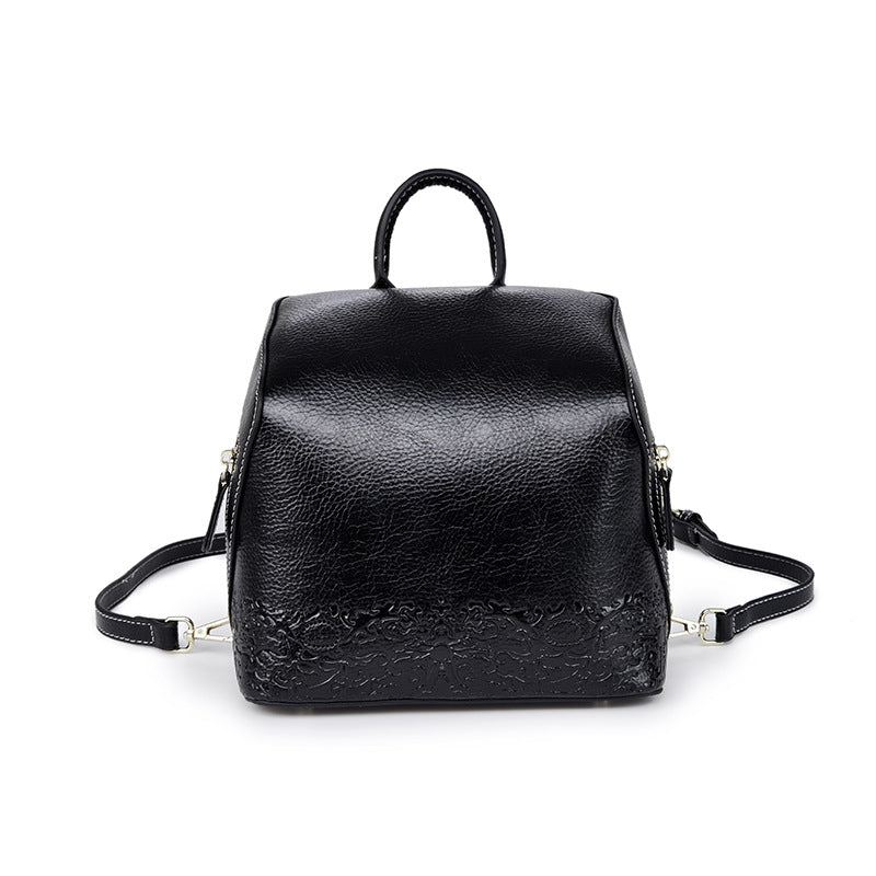 New 2022 women's bags new backpack genuine leather women's bag European and American style retro Chinese style backpack embossed