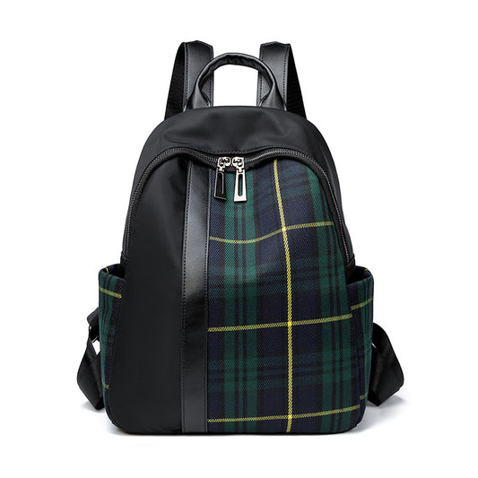 Contrast color plaid backpack for women 2023 spring new Korean style easy-to-wear large-capacity Oxford cloth backpack travel bag