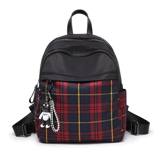 Canvas plaid backpack for women 2023 spring and summer new Korean version large-capacity Oxford cloth college style backpack drop shipping