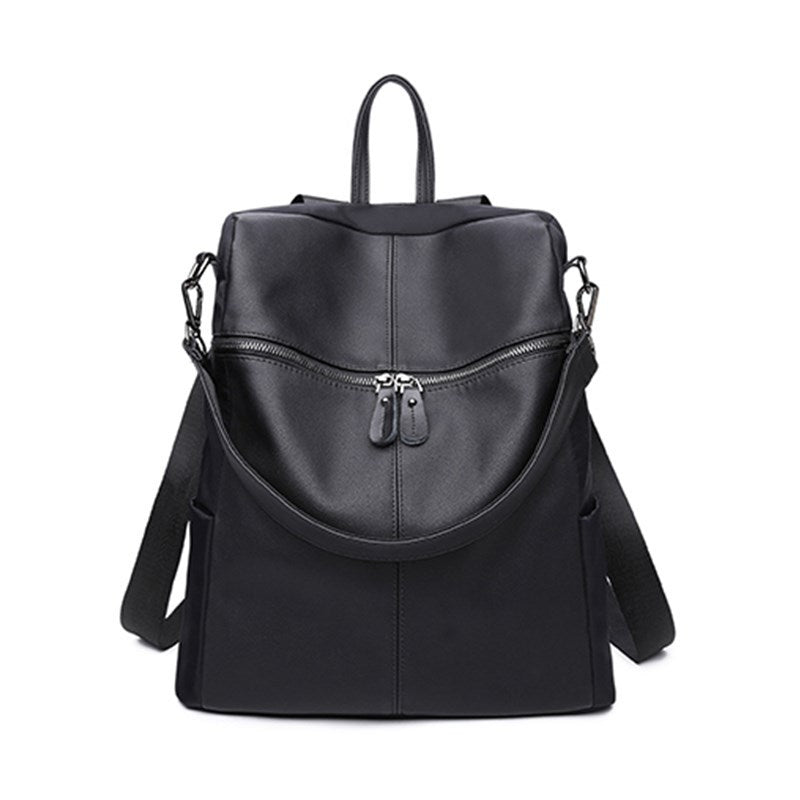 2022 new Oxford cloth with cowhide leather backpack women's bag Korean version simple casual versatile genuine leather backpack school bag trendy