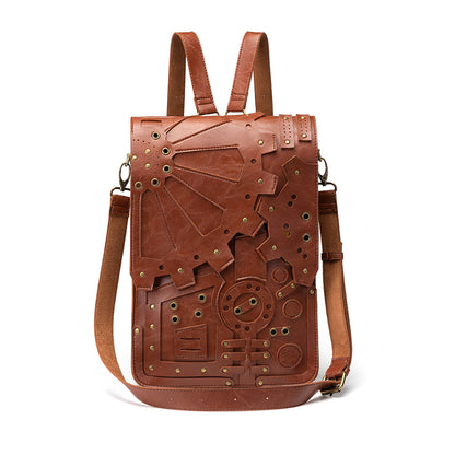 Cross-border European and American bags for women 2023 new steampunk retro gear backpack women's schoolbag single