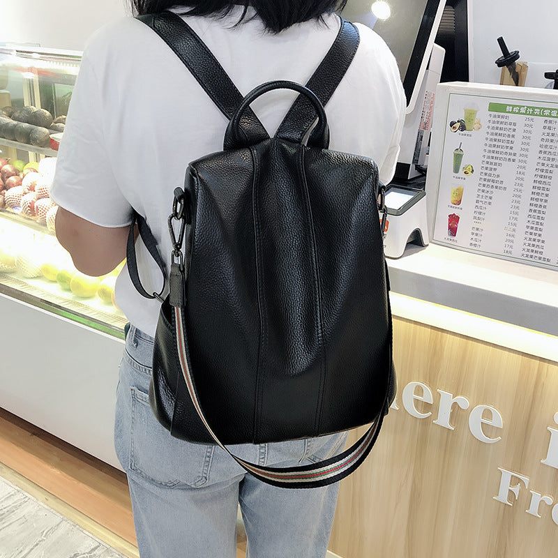 Korean version of the new genuine leather anti-theft backpack, fashionable and versatile, dual-purpose simple waterproof school bag for women