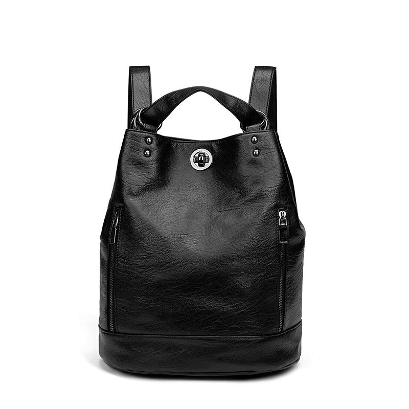 Foreign trade cross-border backpack women's 2023 new European and American fashionable genuine leather women's bag retro travel backpack wholesale