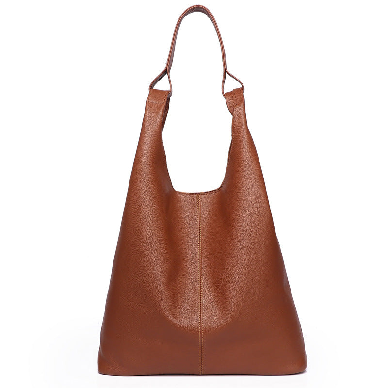 Manufacturer wholesale first-layer cowhide European and American fashionable simple tote bag genuine leather large-capacity mother-in-law shopping bag shoulder bag