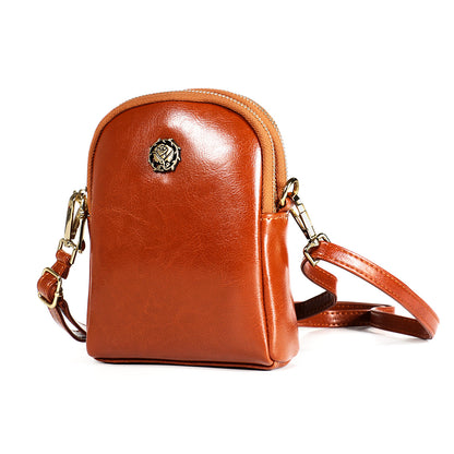 2020 new summer oil wax leather fresh and sweet ladies bag single shoulder cross-body mini rose small backpack mobile phone bag