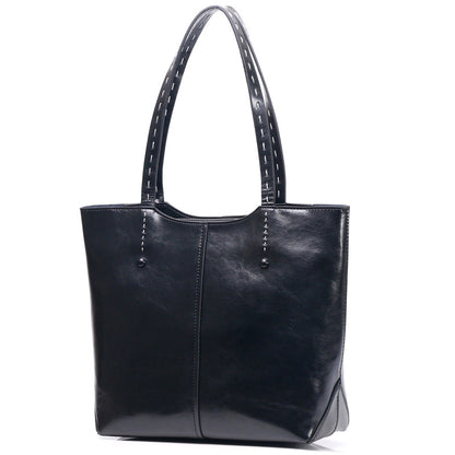 2022 Fashionable Genuine Leather Women's Bag Shoulder Cowhide Wholesale Shopping Bag Portable Genuine Leather Bag Simple and Practical Women's Large Bag