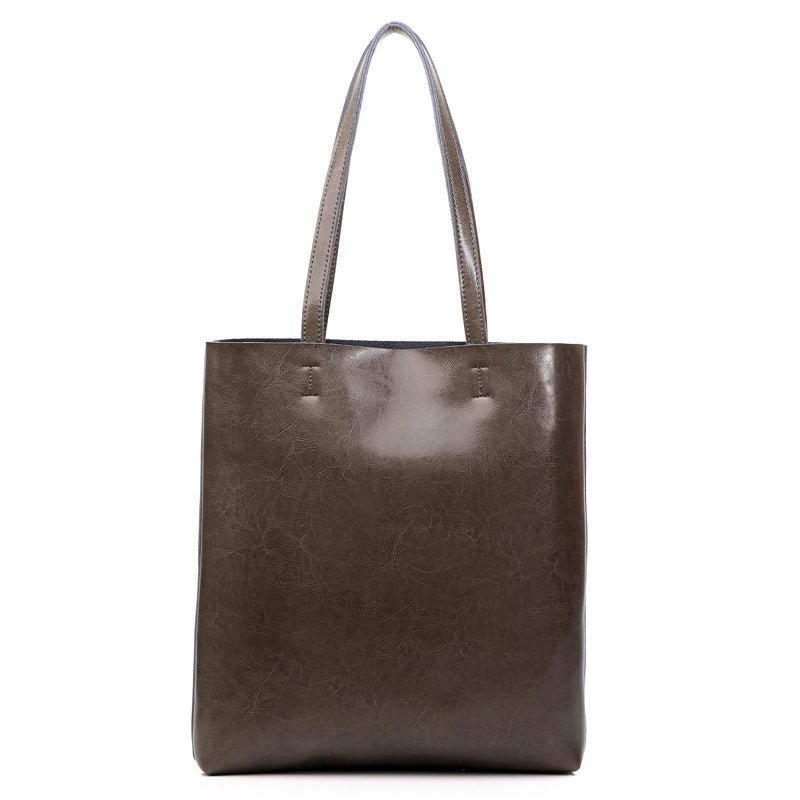 Summer new style cowhide women's bag, fashionable lady's bag, simple tote bag, large capacity fashionable hand shopping bag