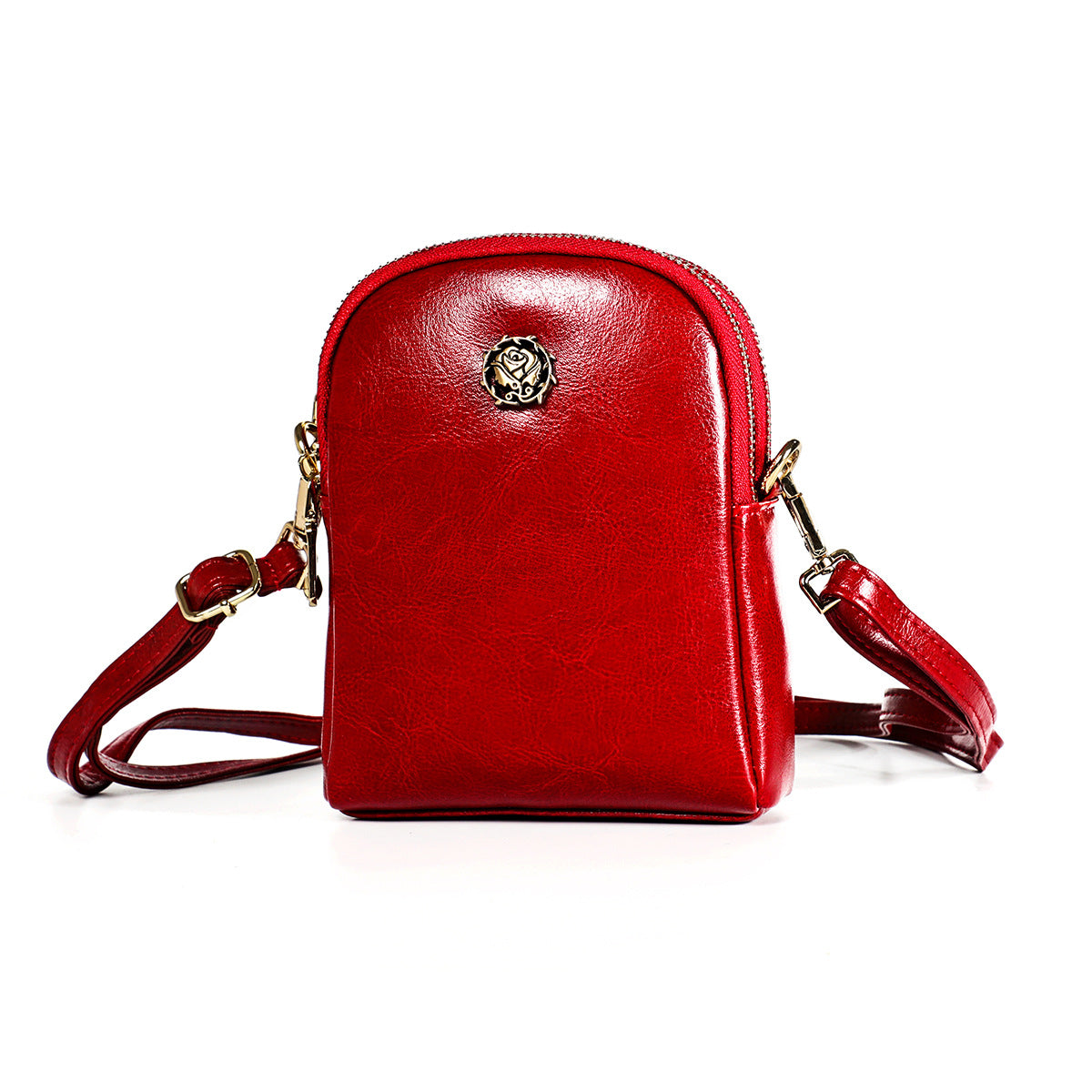 2020 new summer oil wax leather fresh and sweet ladies bag single shoulder cross-body mini rose small backpack mobile phone bag