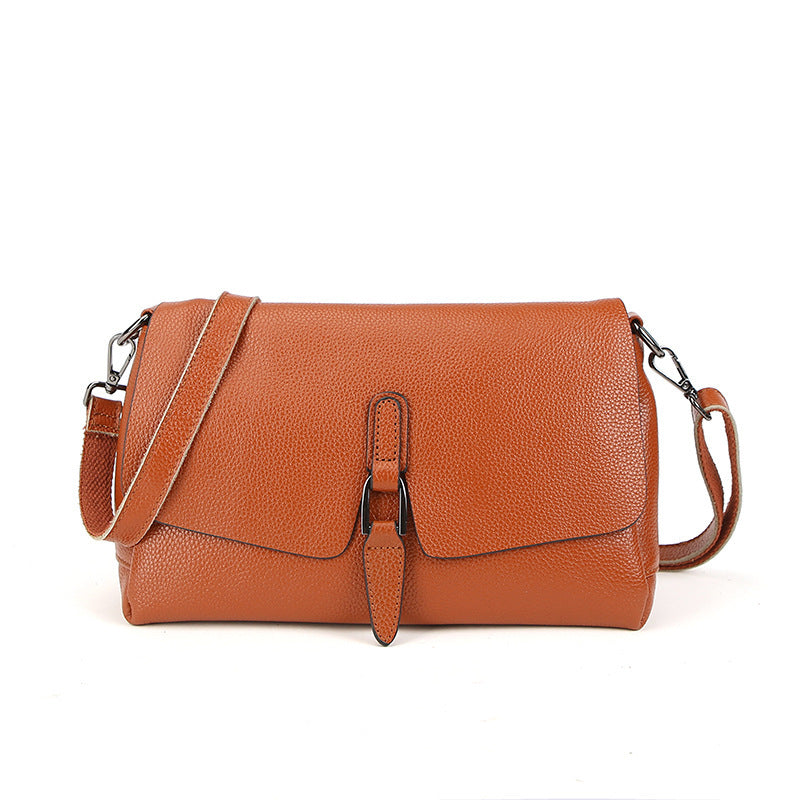 Genuine leather fashion new simple small square bag first layer pebbled cowhide shoulder crossbody women's bag wholesale