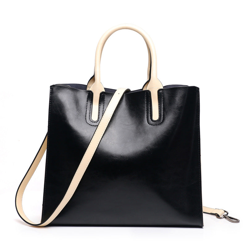 New style genuine leather European and American fashionable hand-held cross-shoulder large-capacity cowhide women's bag manufacturer direct sales and delivery