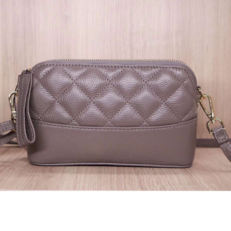 New Korean style rhombus top layer cowhide crossbody bag shoulder bag genuine leather women's bag one-piece drop shipping