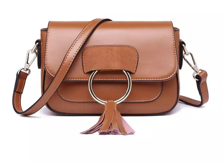 European and American cross-border best-selling genuine leather women's bag casual lady style British retro tassel fashion lock flip saddle bag