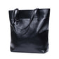 Cross-border large-capacity women's genuine leather tote bag, high-end solid color waxed cowhide, simple and elegant portable shoulder bag