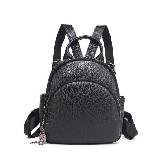 2020 Summer Genuine Leather Backpack for Women Black Versatile Casual Fashion Soft Leather Mini Cross-Border Shoulder Backpack