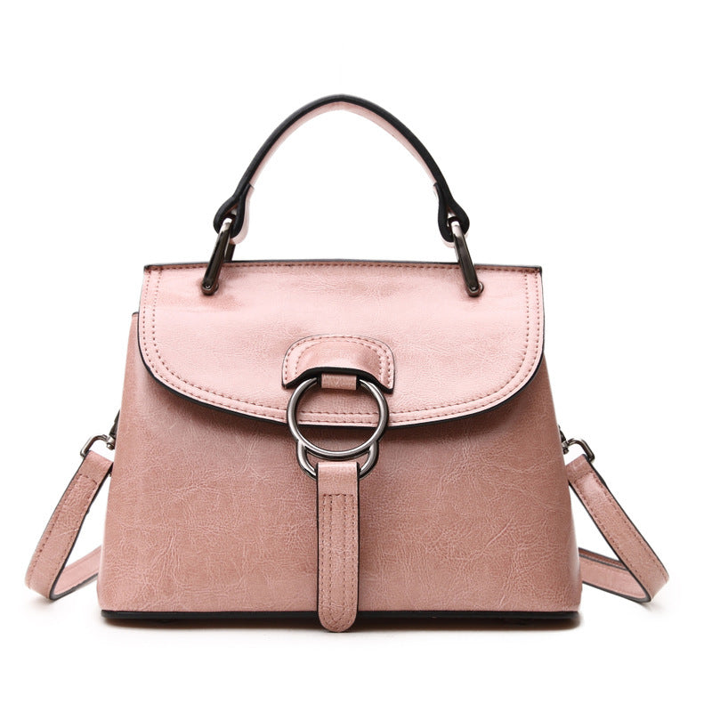 Summer new foreign trade genuine leather women's bag European and American fashion metal lock buckle portable shoulder crossbody bag can be shipped