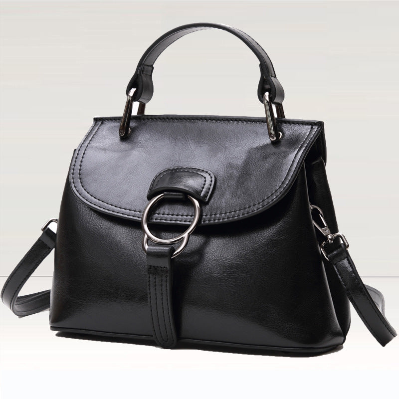 Summer new foreign trade genuine leather women's bag European and American fashion metal lock buckle portable shoulder crossbody bag can be shipped