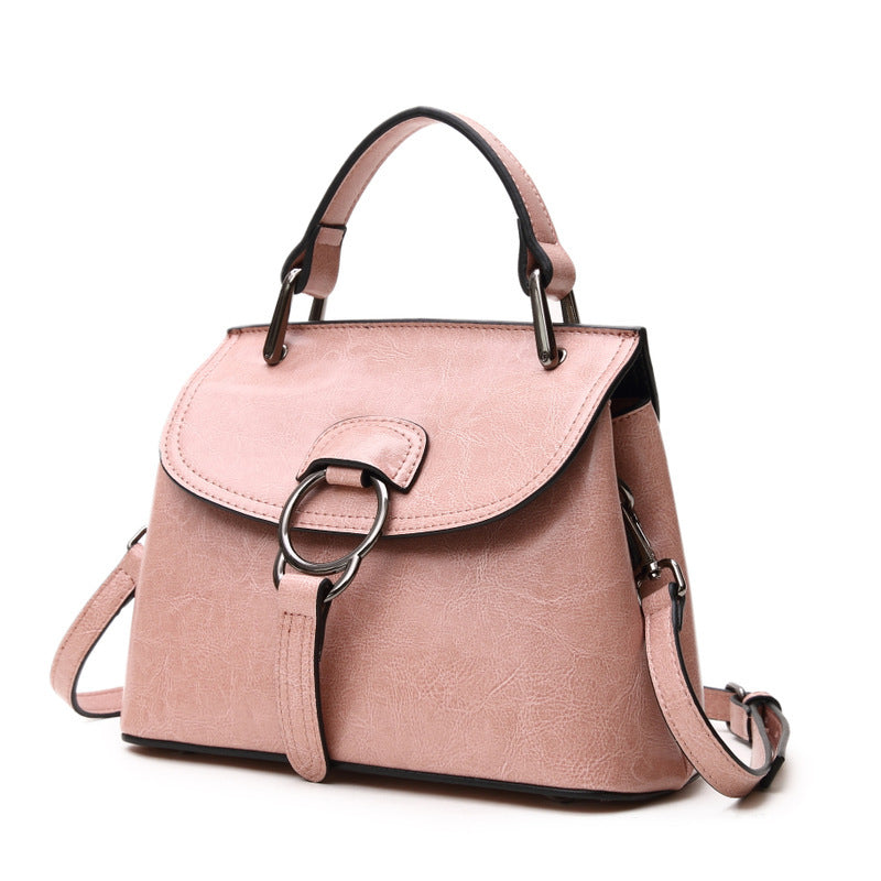 Summer new foreign trade genuine leather women's bag European and American fashion metal lock buckle portable shoulder crossbody bag can be shipped