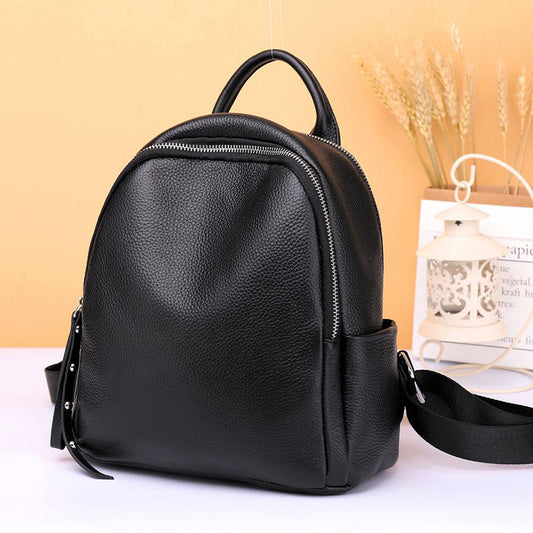 2020 New Backpack Women's Casual Student Backpack Creative First-Layer Cowhide Multi-Function Backpack