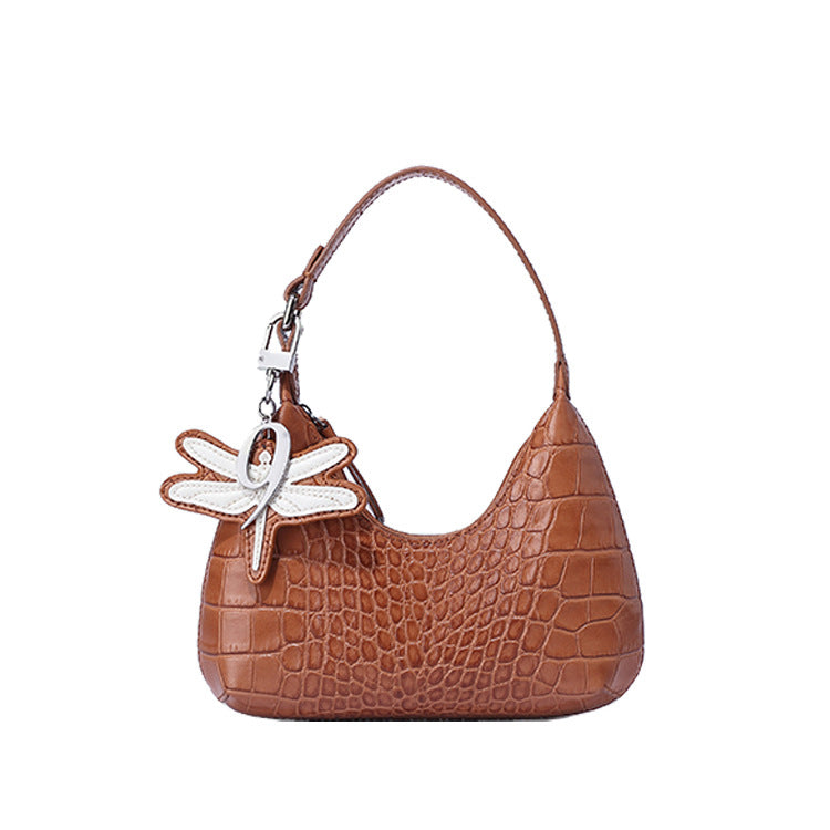 Amber crocodile pattern armpit bag half-moon bag for women 2021 new spring trend single shoulder crossbody handbag genuine leather women's bag