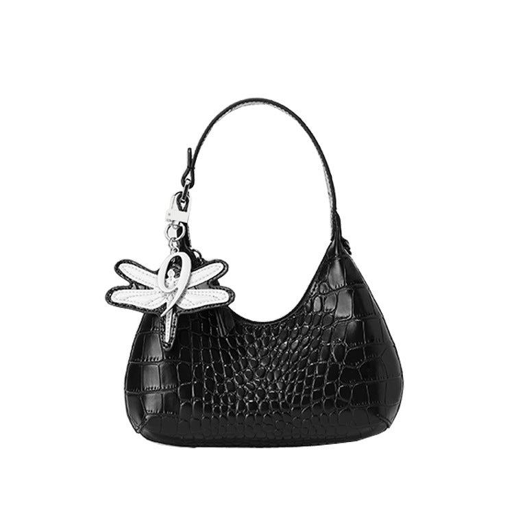 Amber crocodile pattern armpit bag half-moon bag for women 2021 new spring trend single shoulder crossbody handbag genuine leather women's bag