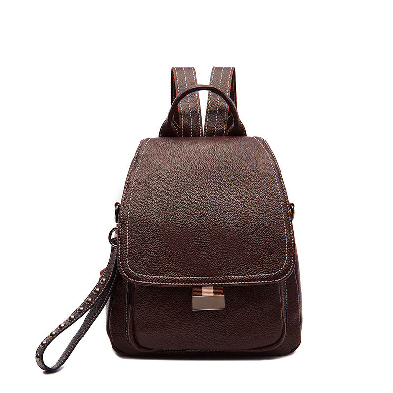 One-shoulder backpack dual-purpose women's bag 2021 new retro fashion casual soft leather large-capacity travel backpack women's trendy