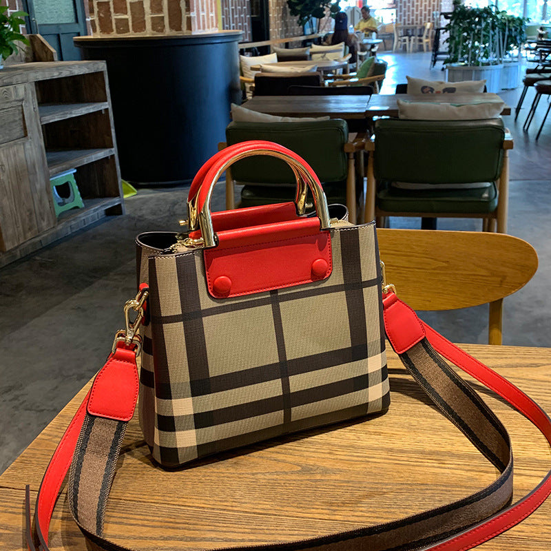 Authentic Purchasing Bags for Women 2021 New Trendy One-shoulder Crossbody Genuine Leather Women's Bags Fashionable and Versatile Plaid Bucket Bag