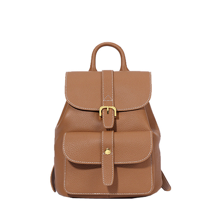 Casual backpack women's 2020 autumn new trendy first-layer cowhide women's bag Korean version backpack college school bag ins women's trend