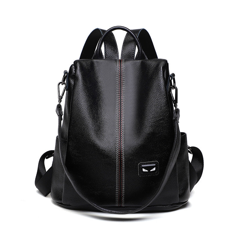 Fashionable Backpack Women's Litchi Pattern Soft Leather Trend 2023 Spring and Summer New Anti-theft Backpack School Bag Multi-purpose Travel Bag