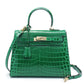 New genuine leather Kelly bag European and American fashion crocodile pattern cowhide women's bag shoulder crossbody bag handbag