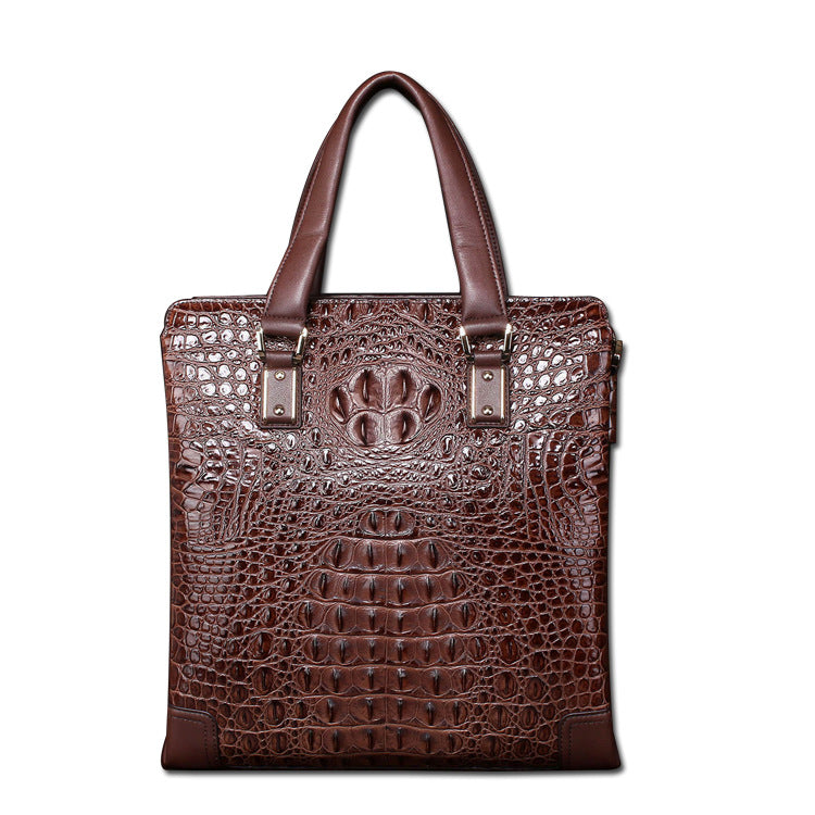 Manufacturer wholesale new leather briefcase men's top layer cowhide crocodile pattern business shoulder handbag